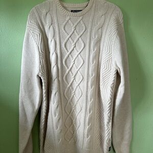 Chaps Cream Cable Knit Crewneck Sweater